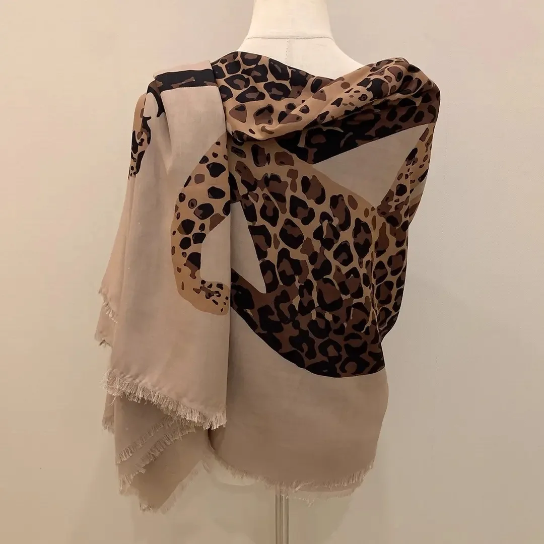 1Pc golden leopard shawl leopard print silk scarf women's autumn 2025 new sense shawl dual-purpose fashion versatile scarf view 5