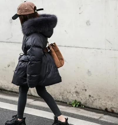 Winter New Down Jacket Real Fox Fur Children Coat Thicken Warm Kids Black Long Parkas