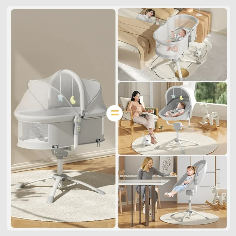 3-in-1 Crib Dining Chair Electric Rocking Chair for Baby, Vibration Soothing Baby Rocking Chairs,Baby Cradles Baby Rocking Cribs