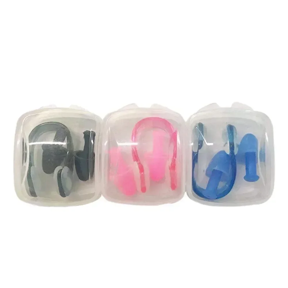 Kit de tapones para los oídos con Clip para la nariz de silicona suave para natación, juego de auriculares con Clip para la nariz para nadador, tamaño pequeño, resistente al agua para niños y adultos