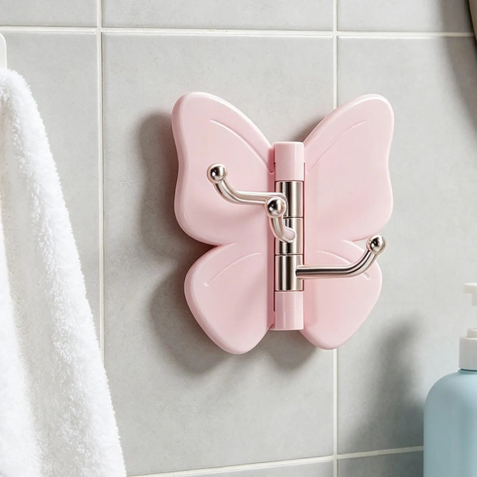 NEW Butterfly Adhesive Hooks 3-Branch Rotating Adhesive Hanger Towel Hook For Clothes Robes Towels Coats Hats Bags Keys Home