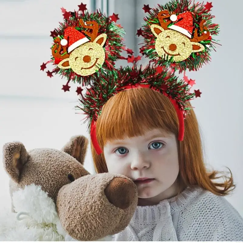 Christmas Star Headwear For Holiday Parties Comfortable Design Hair Hoop Plastic And Polyester Accent Decoration 6XDA