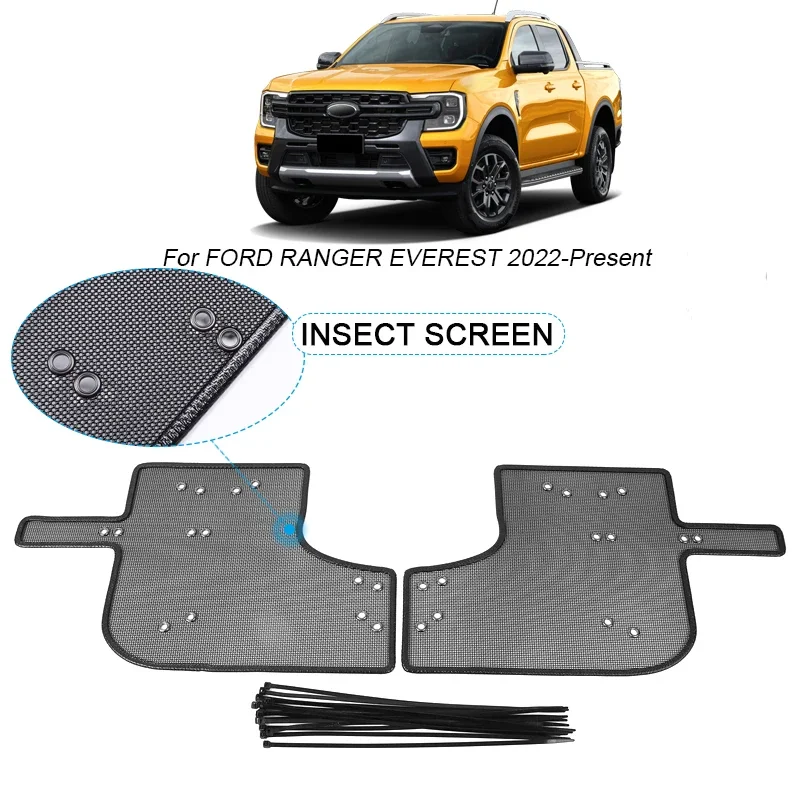 

2PCS Car Insect-proof Air Inlet Protection Cover For FORD RANGER EVEREST 2022-2025 Insert Vent Racing Grill Filter Net Accessory