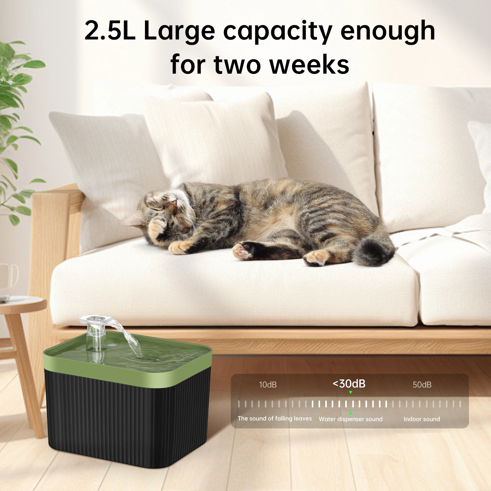 Katzen-Wasserbrunnenfilter, 2,5 Liter, leiser Katzen-Wassernapf, Haustier-Wasserbrunnen, Wasserbrunnen