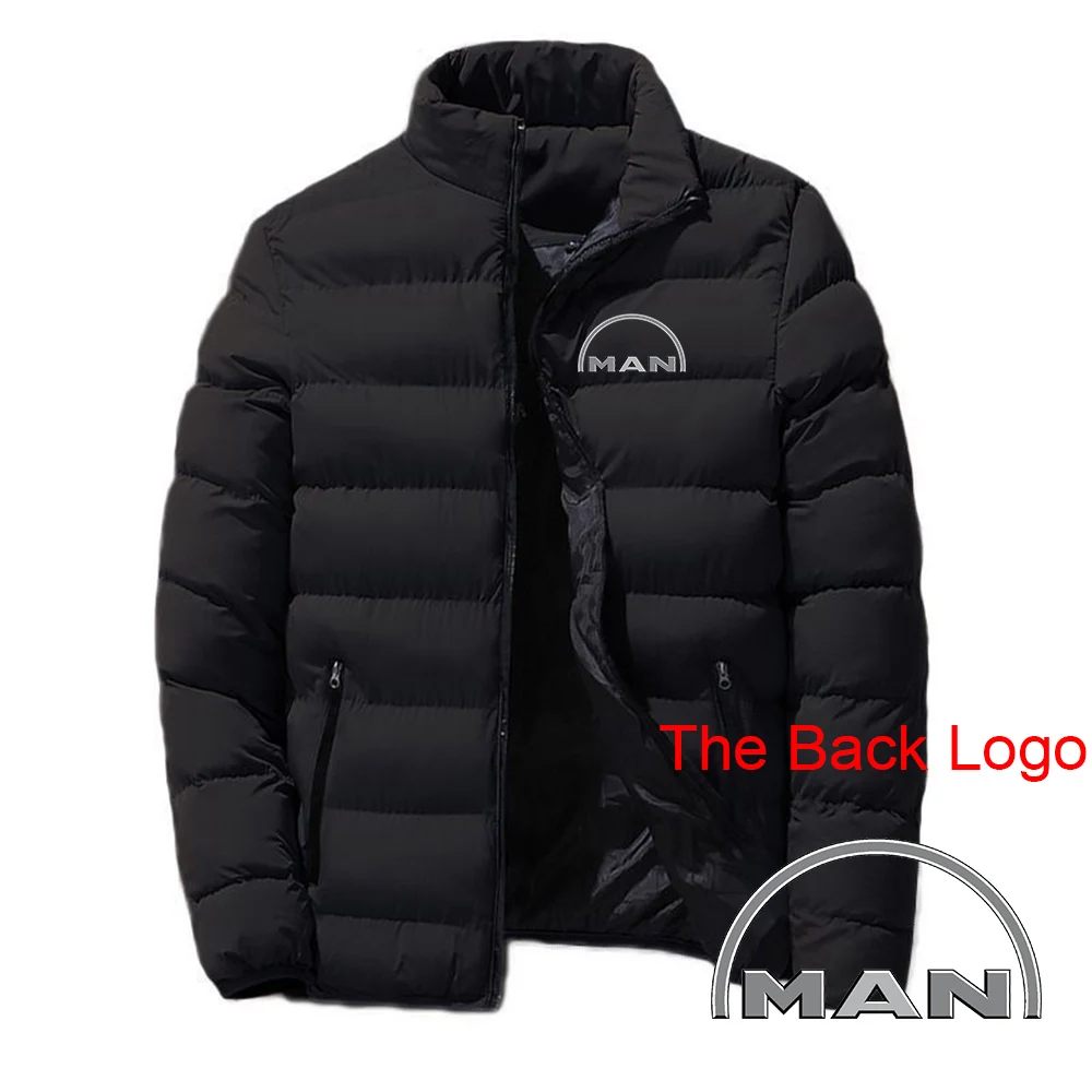 2023 New Men Truck Man Car Logo Stand Collar Autumn and Winter Jacket Cotton Coat Thick Warm Solid Color Fashion Streetwear Tops