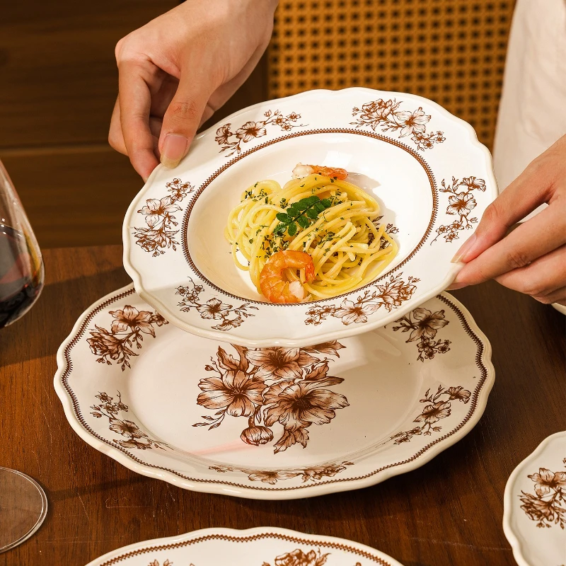 

French Court Classical and Retro Gardens, European Ceramic Tableware, Western Plates, Restaurant Household Tableware Accessories