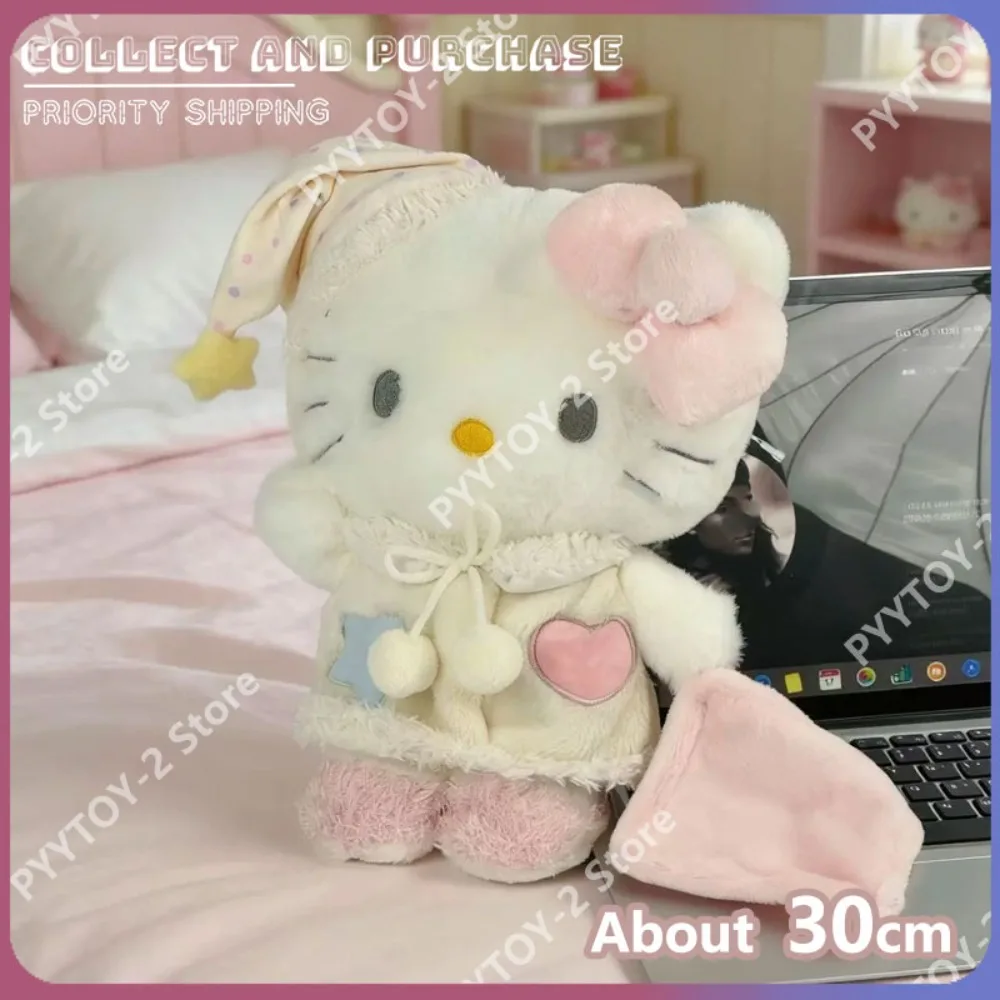 

Плюшевая игрушка Sanrio Hello Kitty, милая мультяшная мягкая кукла, подушка-компаньон в стиле аниме, украшение для комнаты, плюшевые куклы, подарки