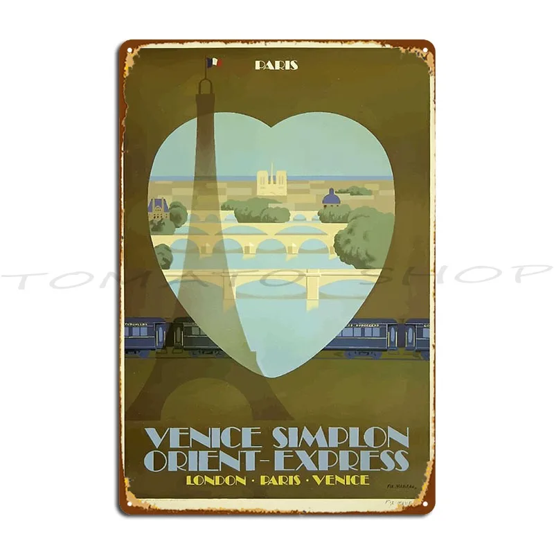 Orient Express Vintage Train Travel Metal Signs Cinema Wall Cave Wall Mural Garage Designs Tin Sign Poster