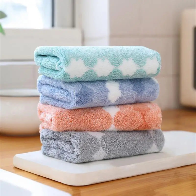 Kitchen Daily Dish Towel Fine Fiber Absorbent Lint Cloth Absorbent  Cleaning Dish Cloth Non-stick Oil Rag Kitchen Tools Gadgets