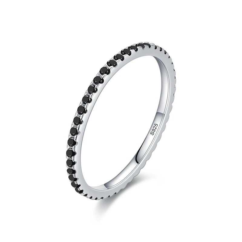 FCGJHW Real Silver Black Zirconia Stackable Rings Fashion Crystal 925 Sterling Silver Finger Rings for Women Party Jewelry 2026