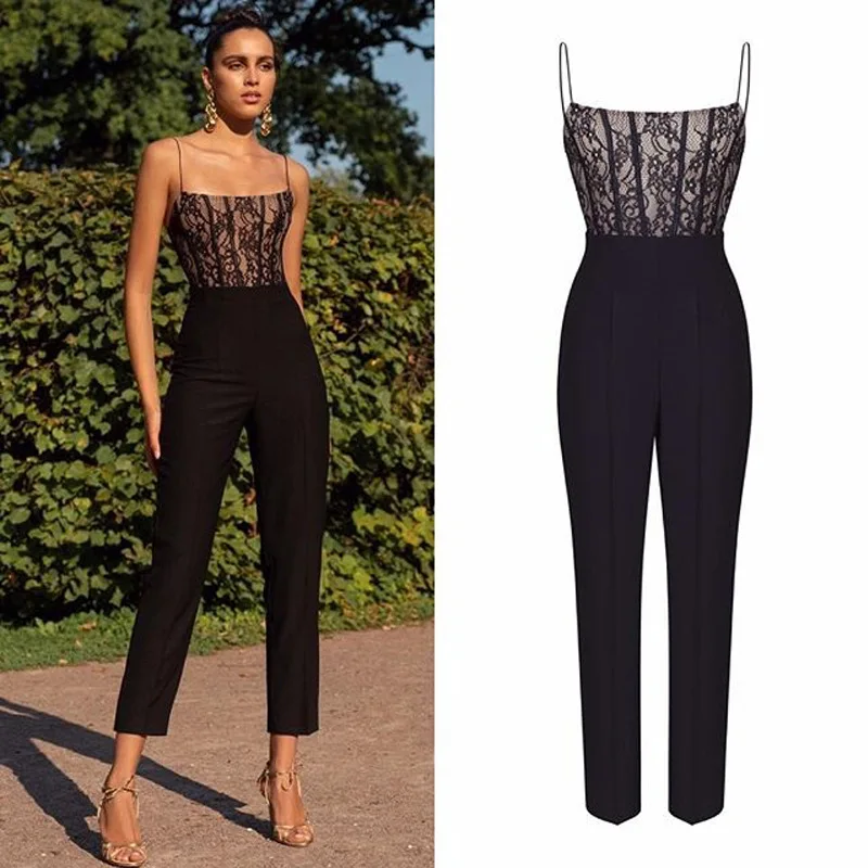 Sexy  Women Lace Casual Jumpsuit Dresses Fashion Backless Ladies Romper Dress Elegant Spaghetti Slip Sleeveless Female Jumpsuit