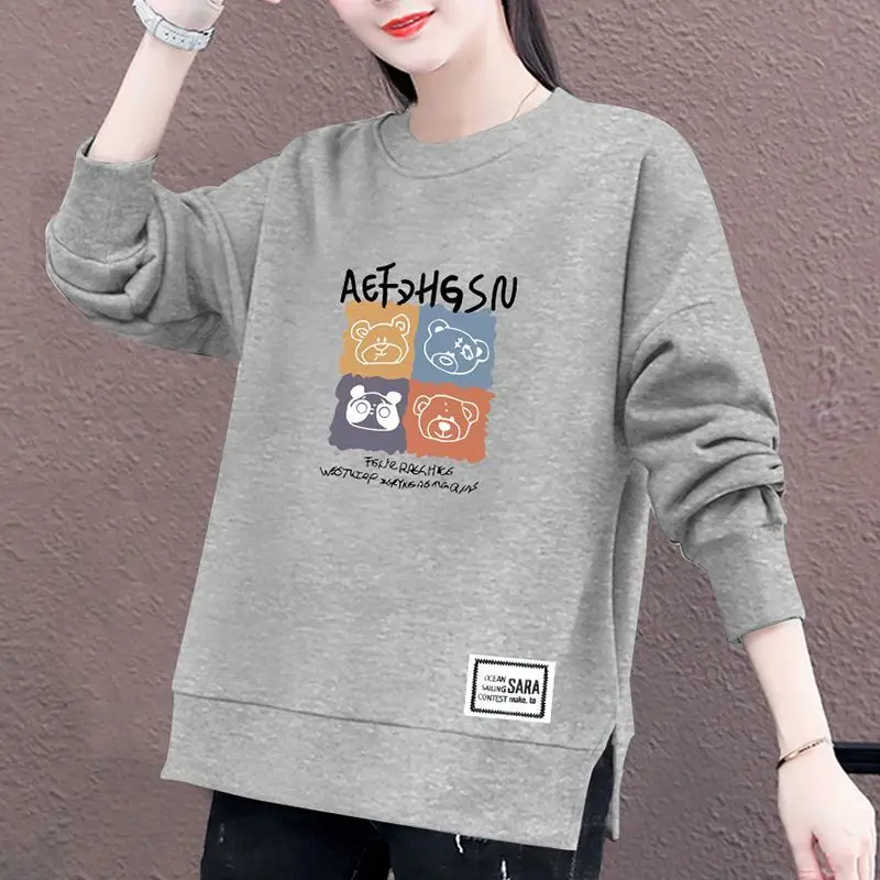Primavera Autunno Girocollo Stampa geometrica Cartoon Lettera Lanterna Manica lunga Abbigliamento donna Pullover Felpe casual Top