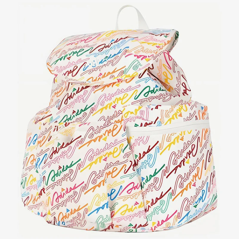 Adidas KS0291 Ladies All Over Print Backpack Multi Color Adjustable Straps Zipper Pocket Casual School Sports Travel Daypack