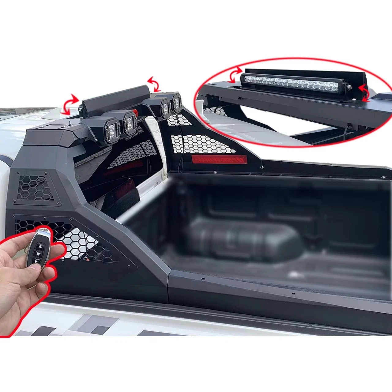 

4WD Roll Bar с электрическим прожектором на крыше для Hilux Vigo Revo Navara Dmax Ranger Np300 Trucks Универсальный стальной рулонный стержень