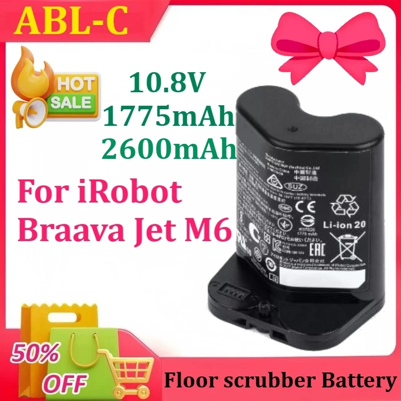

New 1775mAh 2600mAh 10.8V ABL-C for IRobot Braava Jet M6 Rechargeable Floor Scrubber Battery