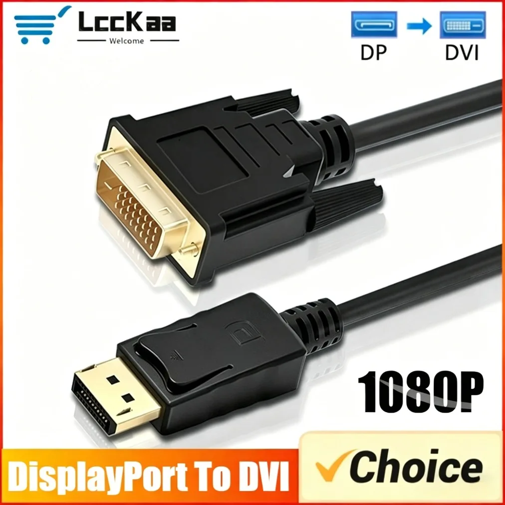 DP To DVI Cable 1.8m DisplayPort To DVI Adapter Converter Male To Male Gold-Plated Cord Cable for Laptop HDTV Projector Monitor