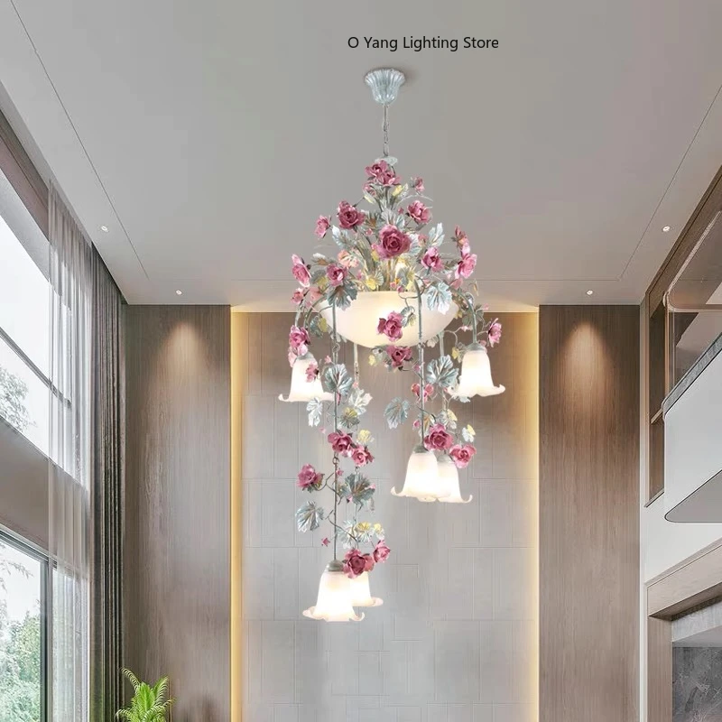 Garden Verlichting Glans Originaliteit Cafe Art Deco Bloemen Kroonluchter Trap Lamp Hanglamp Led Hanglamp Including Light Bulbs