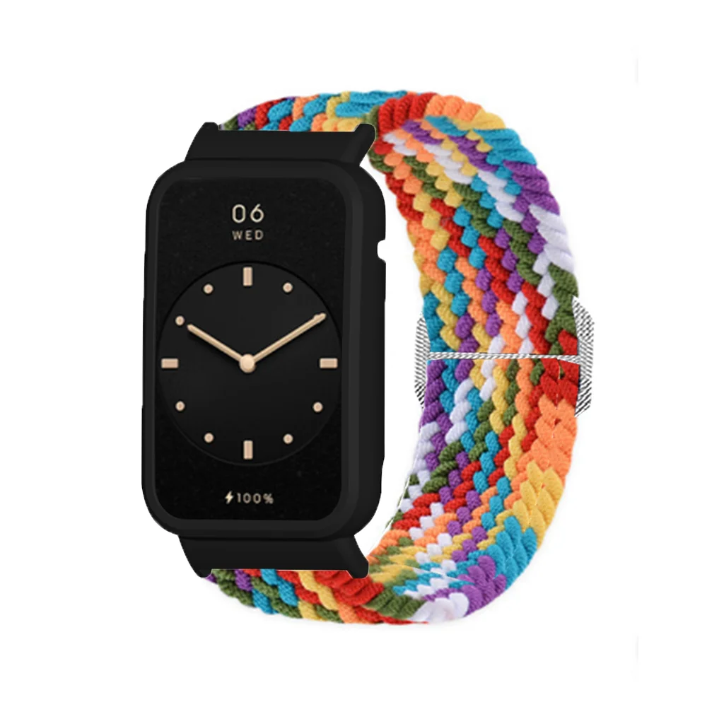 Suitable for Mi Band 7 pro protective case + strap integrated nylon elastic woven strap