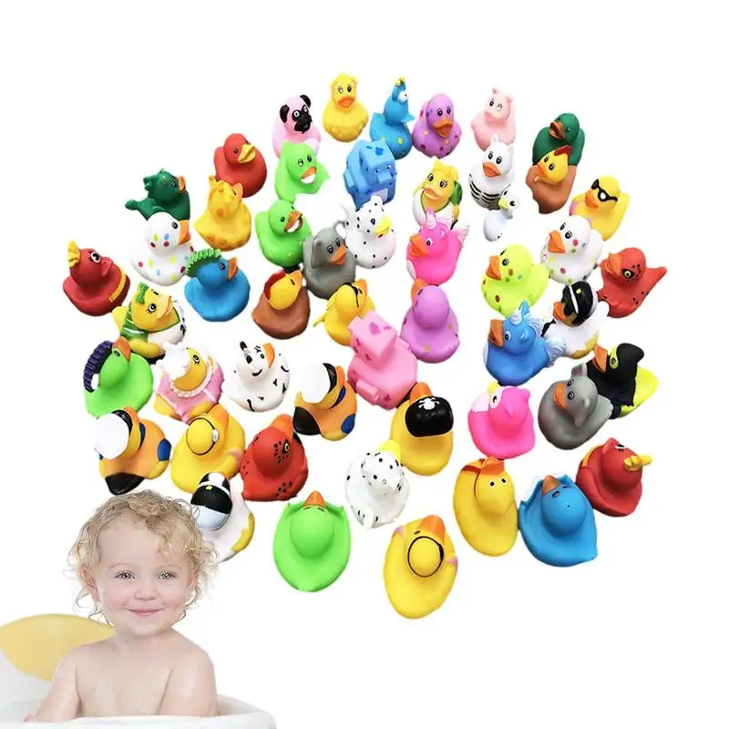 Rubber Ducks Set Colorful Baby Bath Toy Cute Little Yellow Duck Squeeze Animal Rubber Toy Duck Rubber Float Ducks Play Bath Game