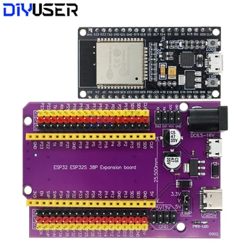 DIYUSER ESP32 38PINS Board TYPE-C/MICRO USB CP2102 WiFi+Bluetooth Dual Core ESP32-DevKitC-32 ESP-WROOM-32 Erweiterungsplatine