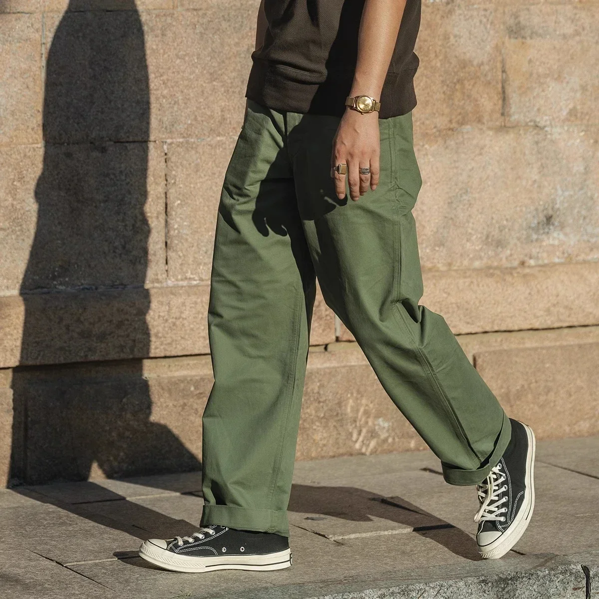 برونسون 1944 ضابط تشينو 11oz القطن حك عالية الخصر مستقيم الساق عارضة السراويل