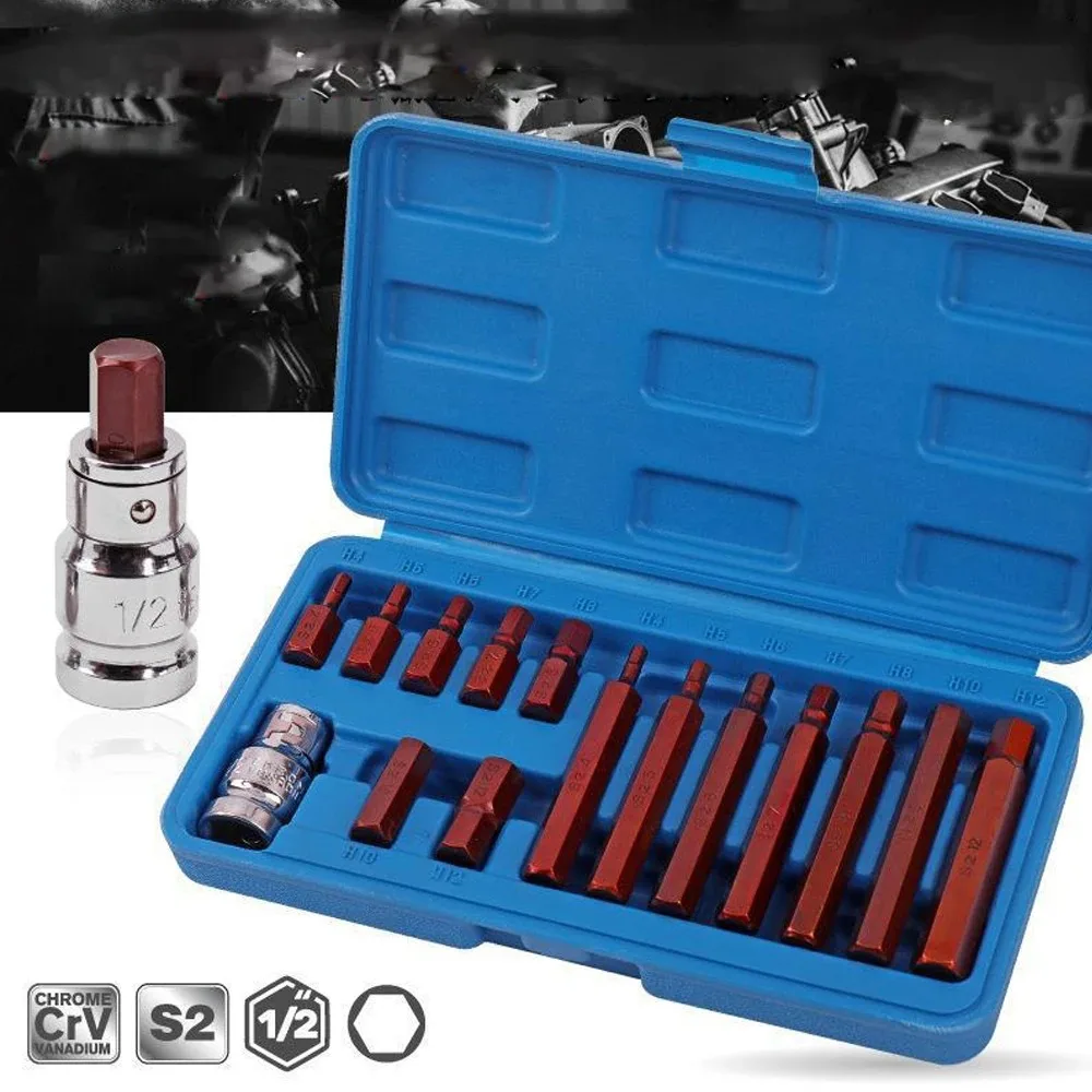 

Industrial Grade 15Pcs Torx Hex Bit Set - Extra Long Super Hard Bits for Pneumatic & Electric Screwdrivers