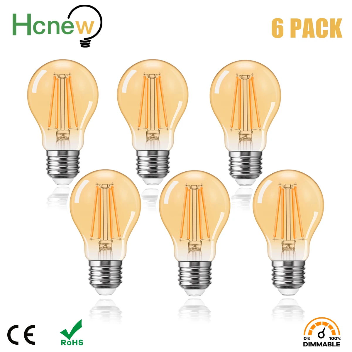 

6pcs E27 LED Bulb A19 4W Dimmable Vintage LED Filament Light Bulb 220V Retro Incandescent Decoration Led Lighting Lamp Ampoule