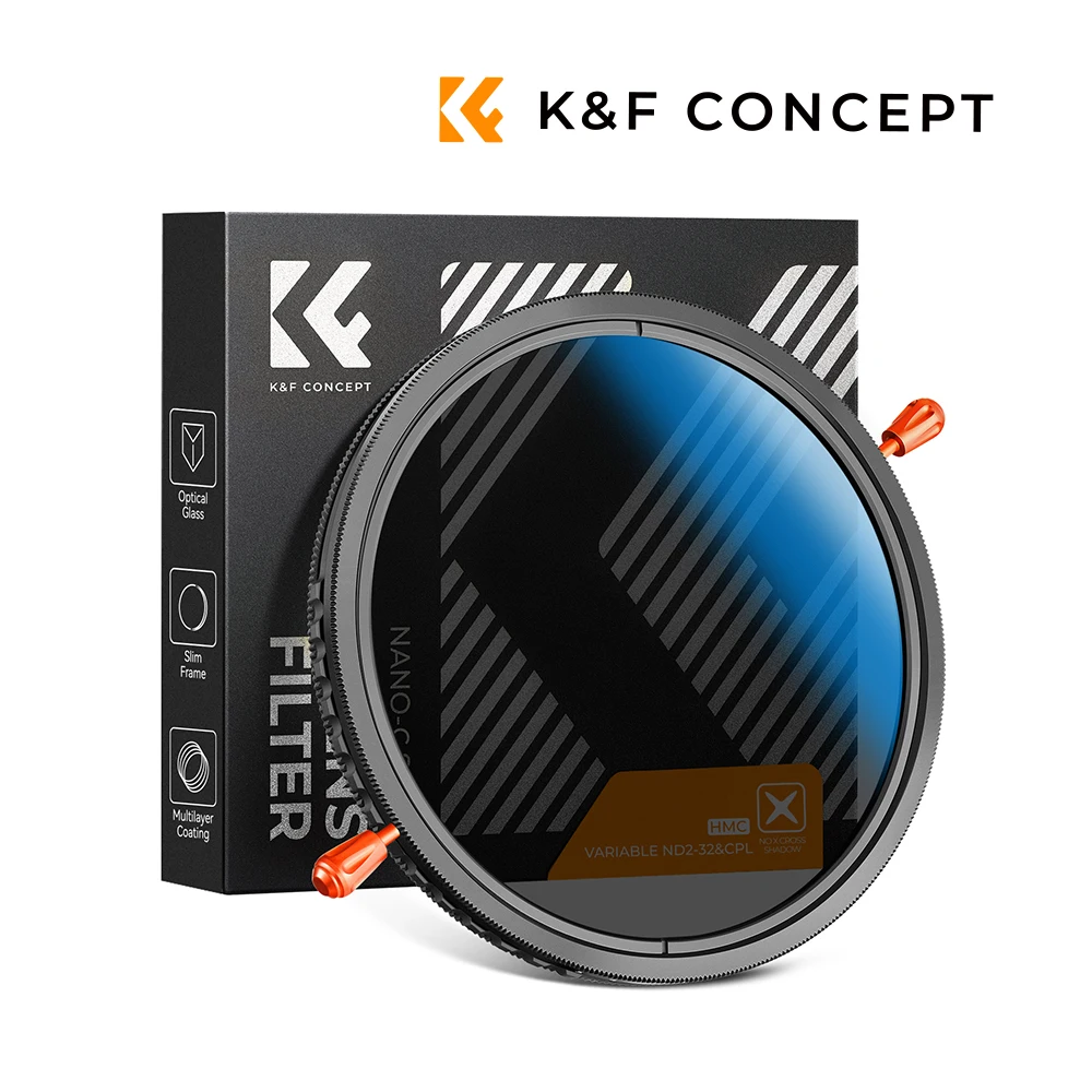 Filtro de Lente K&F CONCEPT Nano-C Variable ND2-32&CPL 2 en 1, 49/52/55/58/67/72/77/82mm, Filtro ND CPL Multifuncional para Lentes de Cámara