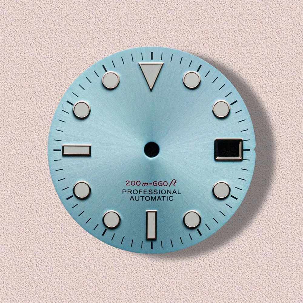 28.5mm S Logo SUB Sunburst Dial Fit NH35/NH36/4R/7S Movement Green Luminous Diving High-Quality Watch Modification Accessories