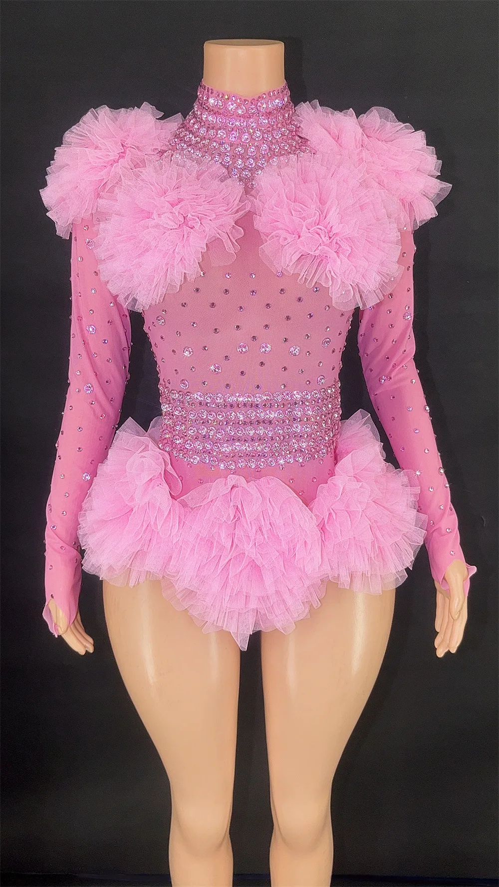 Tutu Wide Shoulder Waist Sexy Jumpsuit Stage Female Singer Dance Team Costume Electronic Music Festival Performance