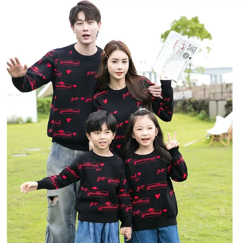 Father Mother And Daughter Son Matching Family Sweater Dad Mom Child Equal Jumper Baby Boy Girl Knitwear Men Women Knitted Top