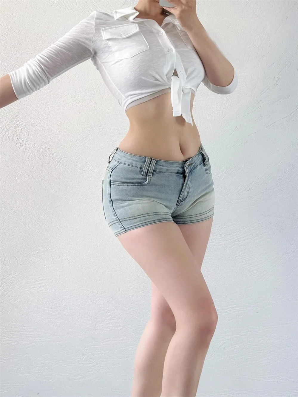 

Waed Light Blue mid Low Waist Denim orts Women Slimming Thin Spring Summer Peach Butt Hot Pants Wear Resistant ort Pants
