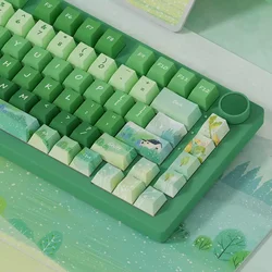138Keys Cui Ze Yan Theme Keycaps Cherry Green Pbt Sublimation Green 2.25/2.75U Space Bar Alice Layout Keycaps