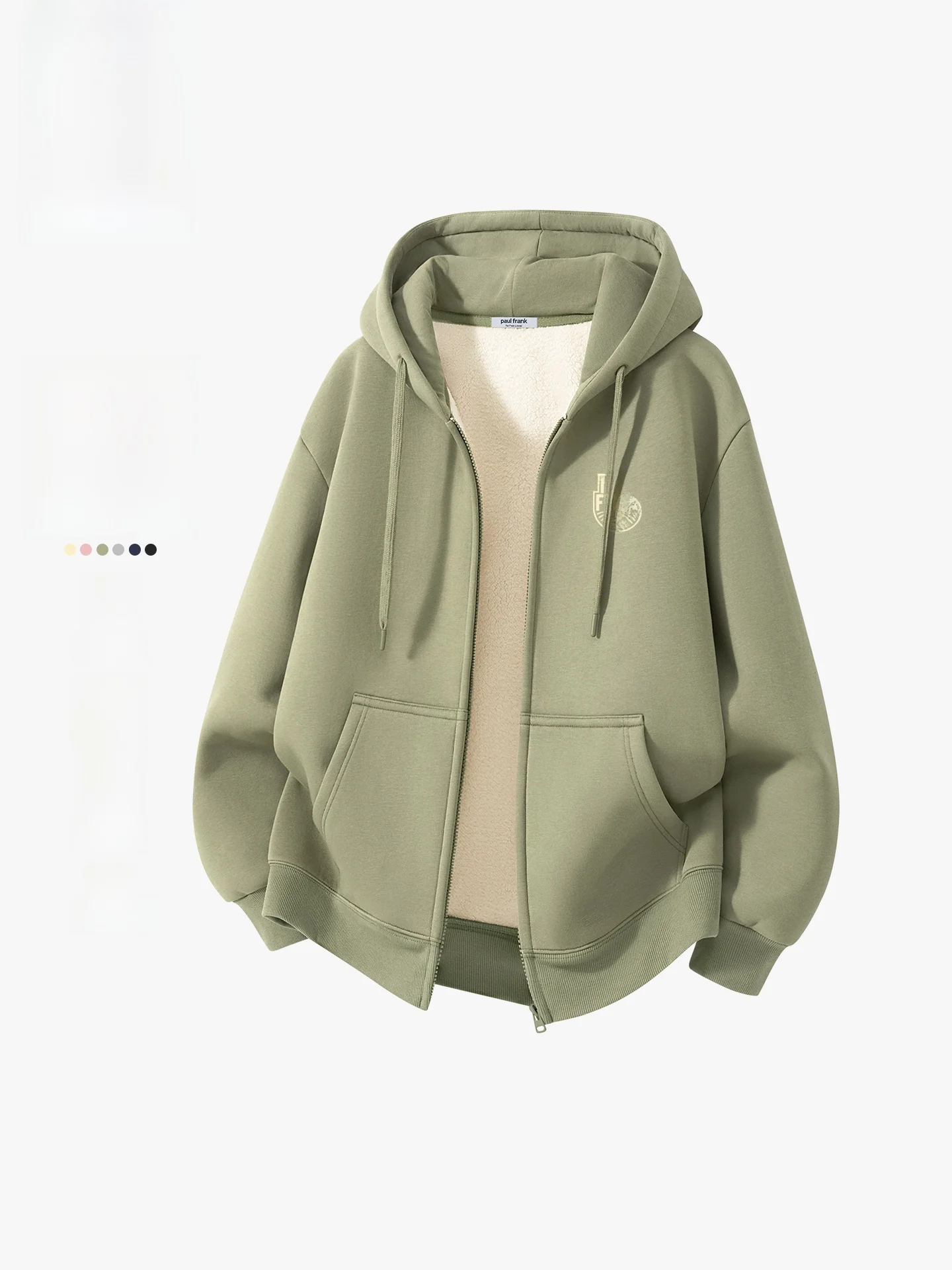 

Men's Hooded Jaet Winter Thiened Lamb Velvet Coat Large Mouth Monkey Print Casual Comfortable Long Sve Zipper