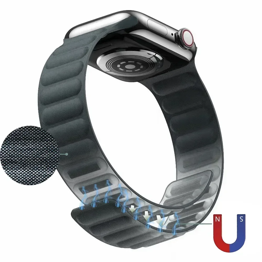 Nueva correa Finewoven para Apple Watch Ultra 3/2 49mm 11 10 46/42mm hebilla magnética de lona Correa iWatch 9 8 7 6 5 SE 45/44mm