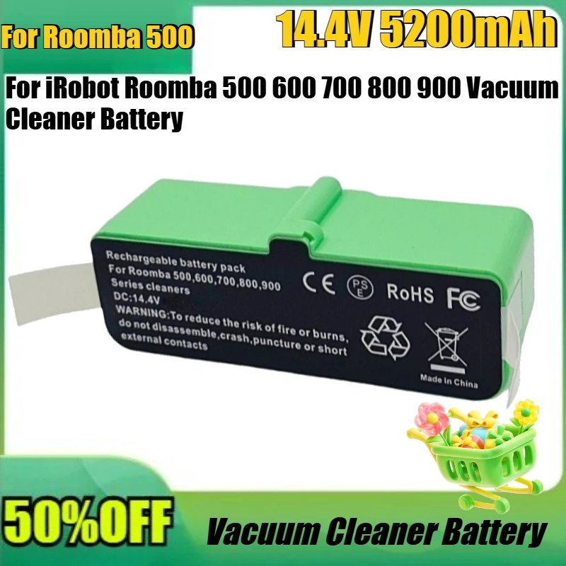 

For Roomba Battery 14.4V 5200mAh Rechargeable Battery For iRobot Roomba 500 600 700 800 900 Vacuum Cleaner Battery