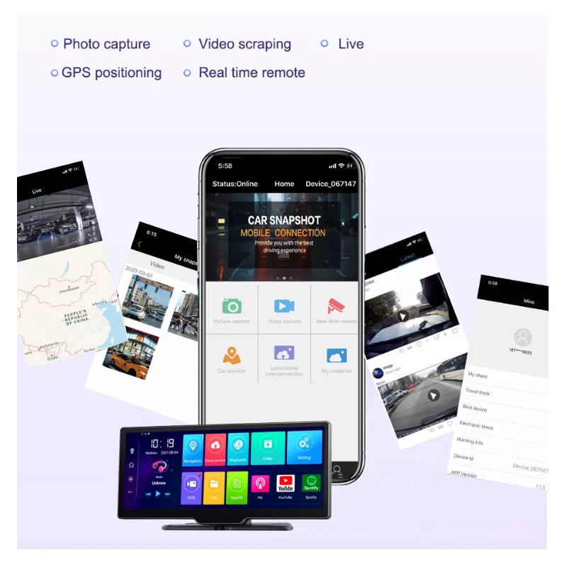 4G Auto DVR ADAS FHD 1080P Dual Lens Kamera GPS Navigation und Auto Dashcam Video Recorder mit WIFI Ram 4G, ROM 32G