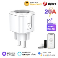 Zigbee 3.0 Smart EU Plug 20A Socket Outlet With Power Monitor Timing Function Voice Control Via Google Home Alexa Yandex Alice
