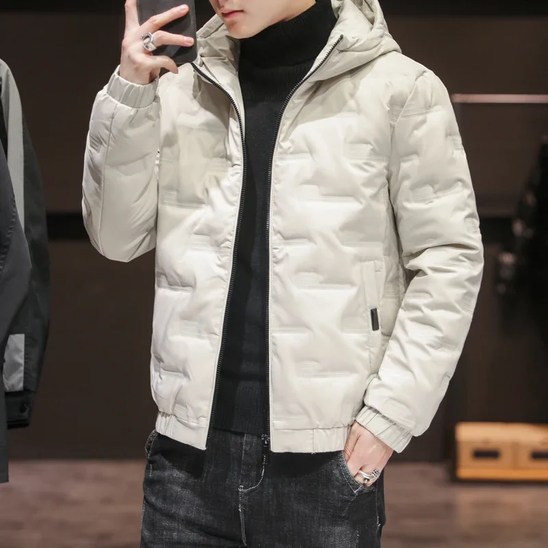 

Autumn Winter Warm Cotton-Padded Jacket For Men New Korean Trendy Hooded Casual Short Down Coat Fashionable Male Outerwear