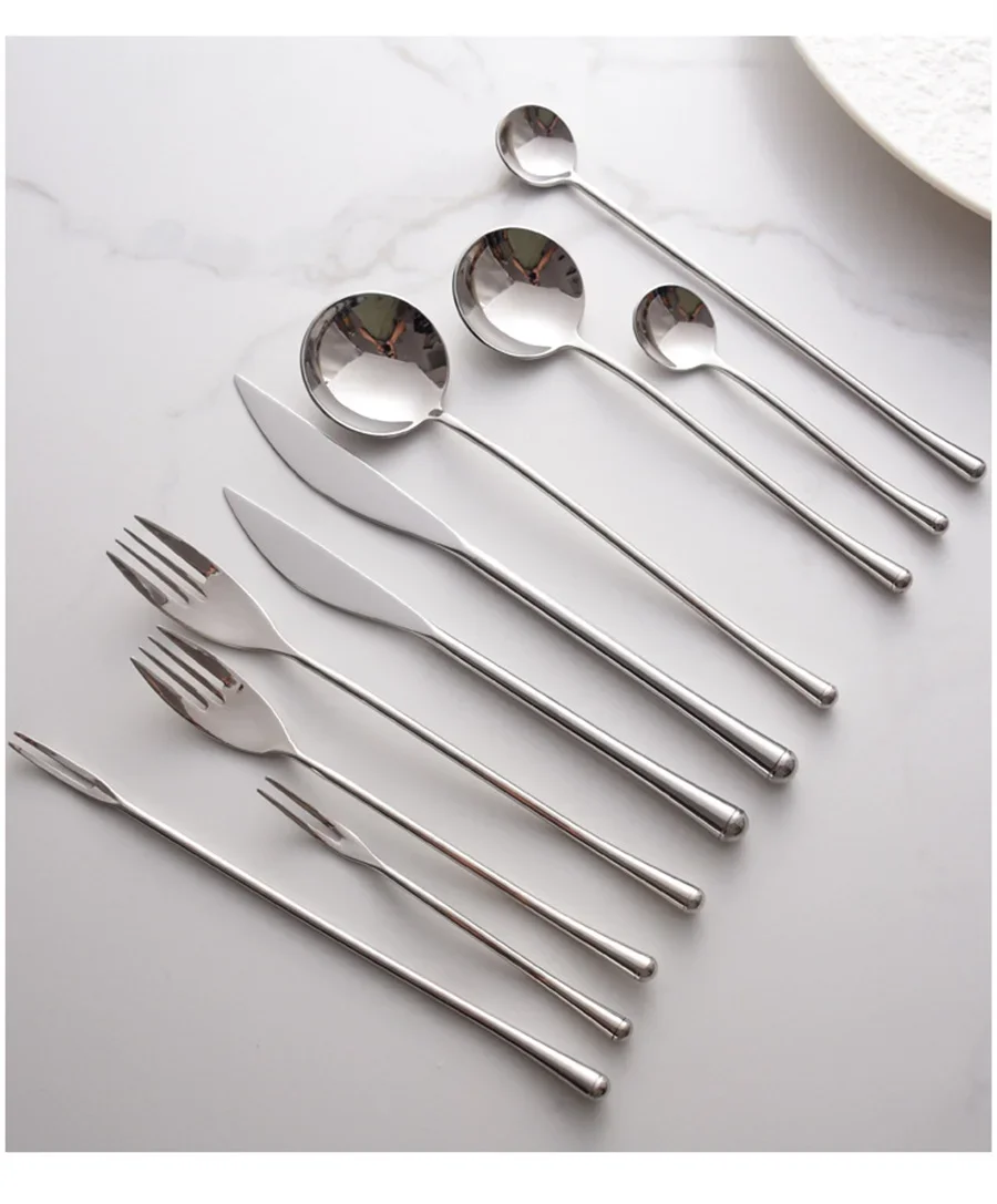 304 Stainless Steel Mirror Tableware, Western-style Knife, Fork and Spoon Set, Inposing Artifacts Household, Simple Design view 4