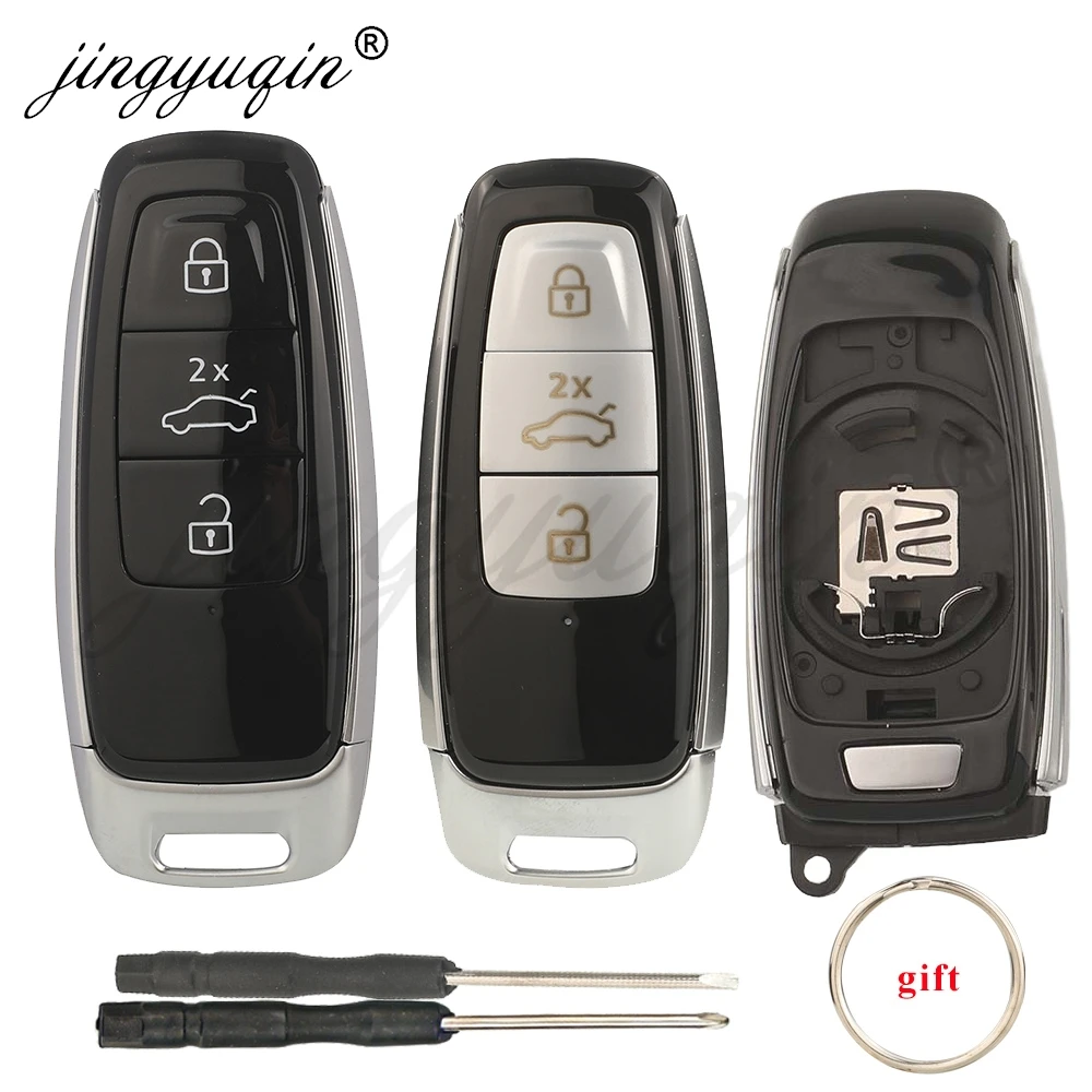 

jingyuqin 3Buttons Car Key Shell Housing Case for Audi A6 A6L A7 A8 C8 Q5 Q7 Q8 R8 RS D5 E-Tron Coupe 2016-2021 2022 2023 2024