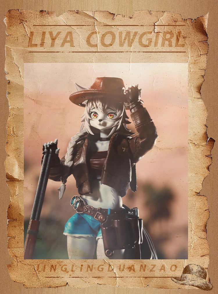 

【Only Clothes】LADoTOYS Magic Land Liya-Alopex Tactical Trench Coat Western Denim Leather Jacket Hat and Gun Accessories Model