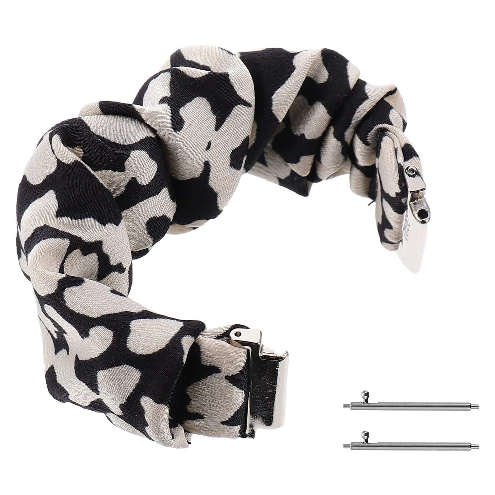 

20Mm Watch Band Leopard Print Scrunchie Wristband Adjustable Replacement For Smart Traditional Watch No Buckle