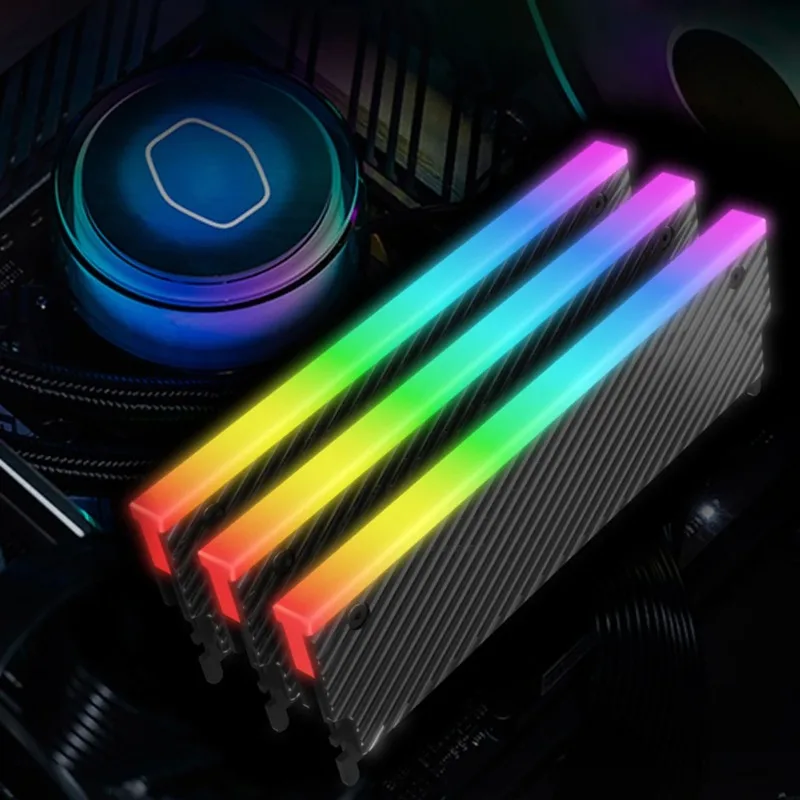 

5V 3PIN ARGB DDR Heatsink Aura Sync DDR Memory RAM Cooler with Thermal Silicone Pad for DDR2 DDR3 DDR4 DDR5 Desktop PC Memory