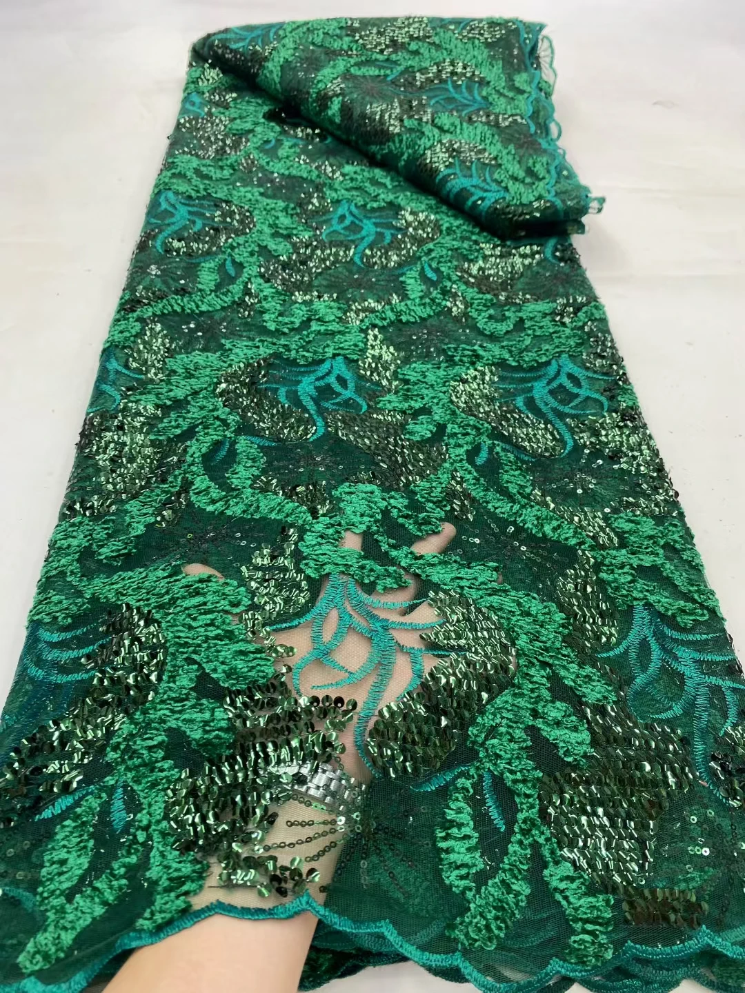 

LDPN390 Зеленый! Оптовая продажа африканской сетчатой кружевной ткани с блестками, хорошее качество вышитого французского тюлевого кружева для вечеринки/свадебного платья