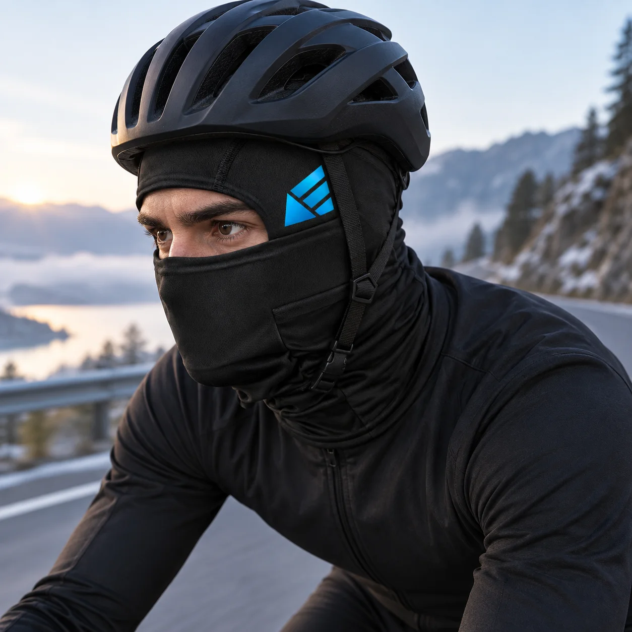 1PC Balaclava face mask hat with blue pattern print, suitable for both men and women, street wear motorcycle riding face mask