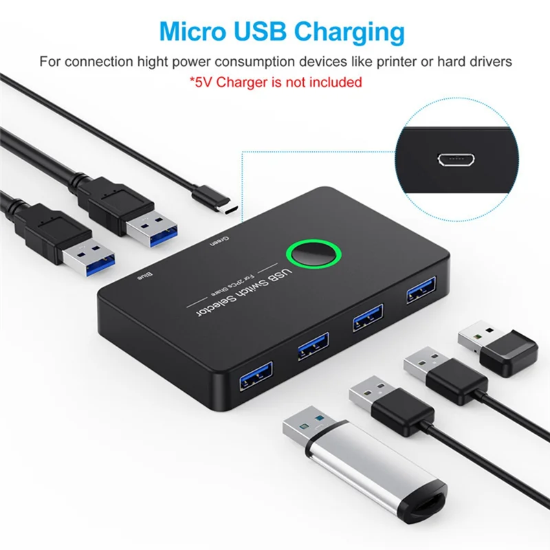 USB KVM Switch For Keyboard Mouse Printer Mi Box 2Pc Port Sharing 4Pcs Device USB Hub