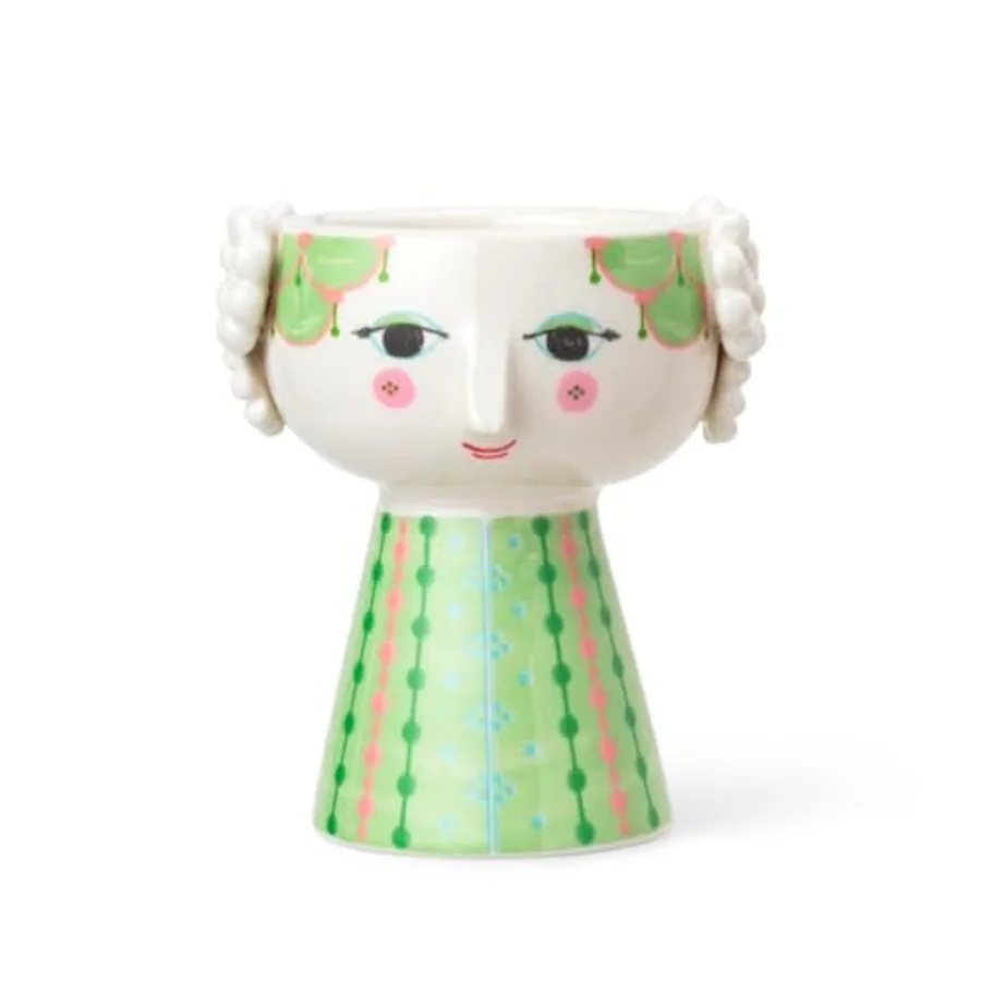 Portavelas Eva de Bjorn Wiinblad, Verde Claro, 3.7" de Alto, 3.1" de Diámetro, Caja de Regalo Incluida