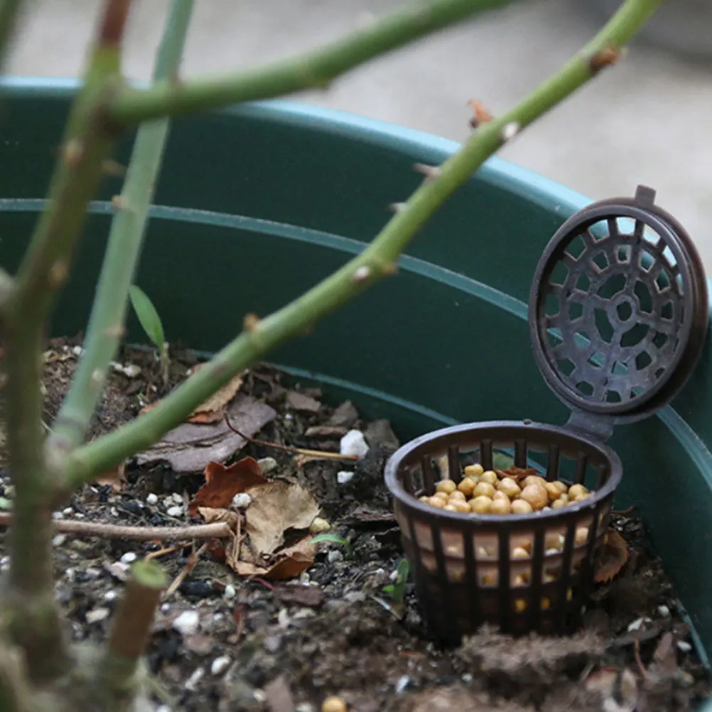 

100Pcs Fertilizer Box with Cover Heavy Duty Plastic Bonsai Fertilization Basket Prevent Over Fertilization Garden Tool