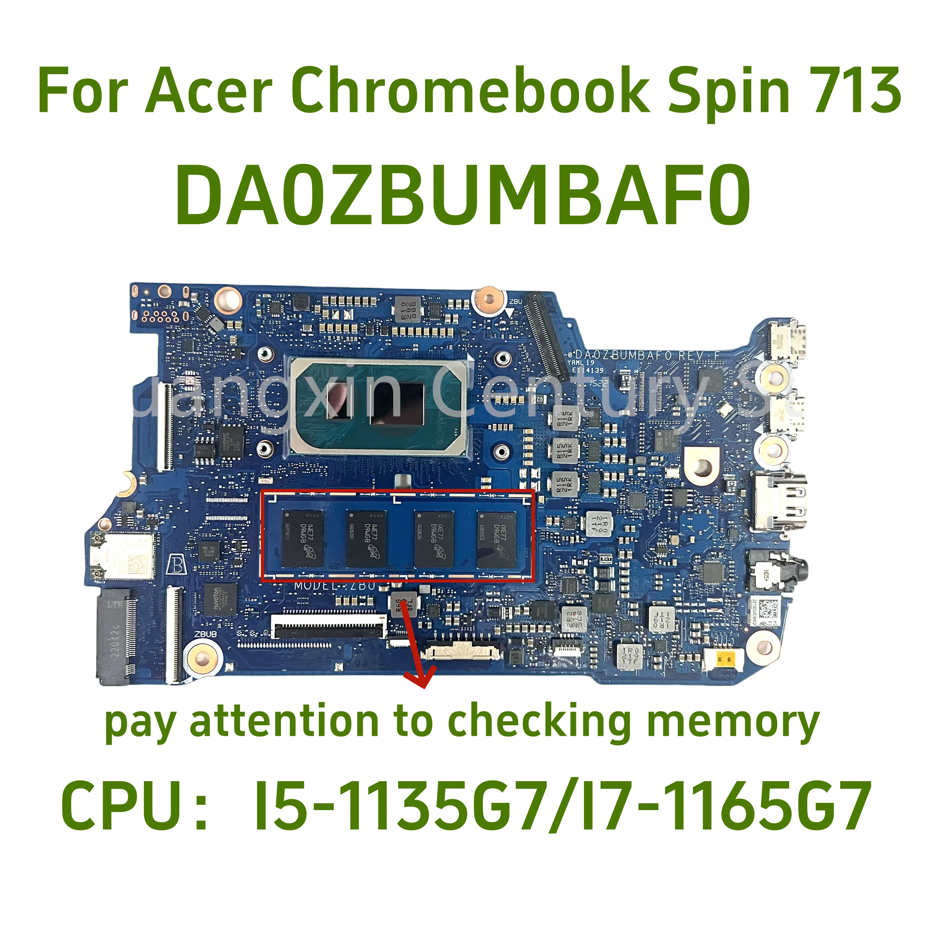 

DA0ZBUMBAF0 NBAH11002 motherboard suitable for Acer Chromebook Spin 713 with I5-1135G7/I7-1165G7 8GB CPU 100% test